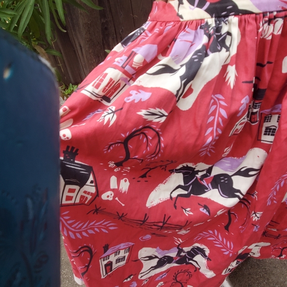 Kitschy Witch Headless Horseman Patterned A-Line Skirt - Picture 2 of 6